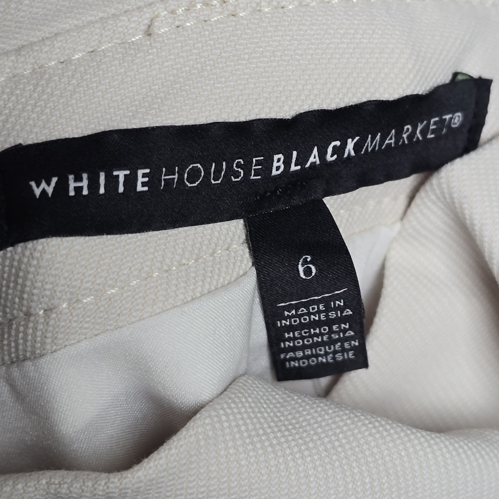 White House Black Market Pencil Skirt Cream Ivory Tailored Midi | Size 6 - Picture 5 of 10